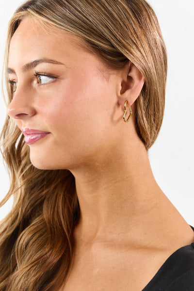 Gold Stainless Steel Huggie Heart Earrings