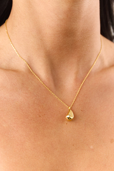 Gold Teardrop Rhinestone Detail Necklace