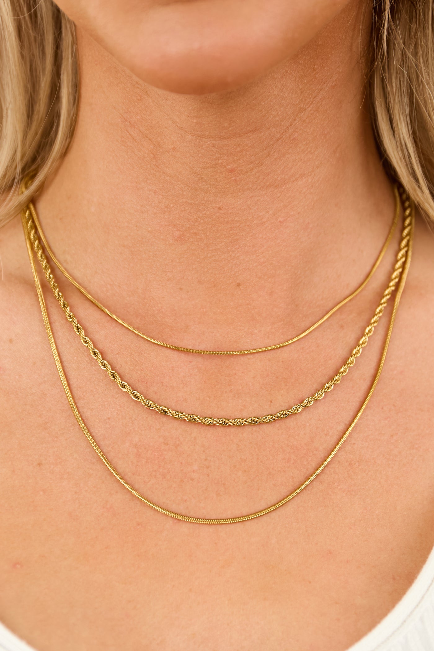 Gold Tiered Layered Chain Necklace