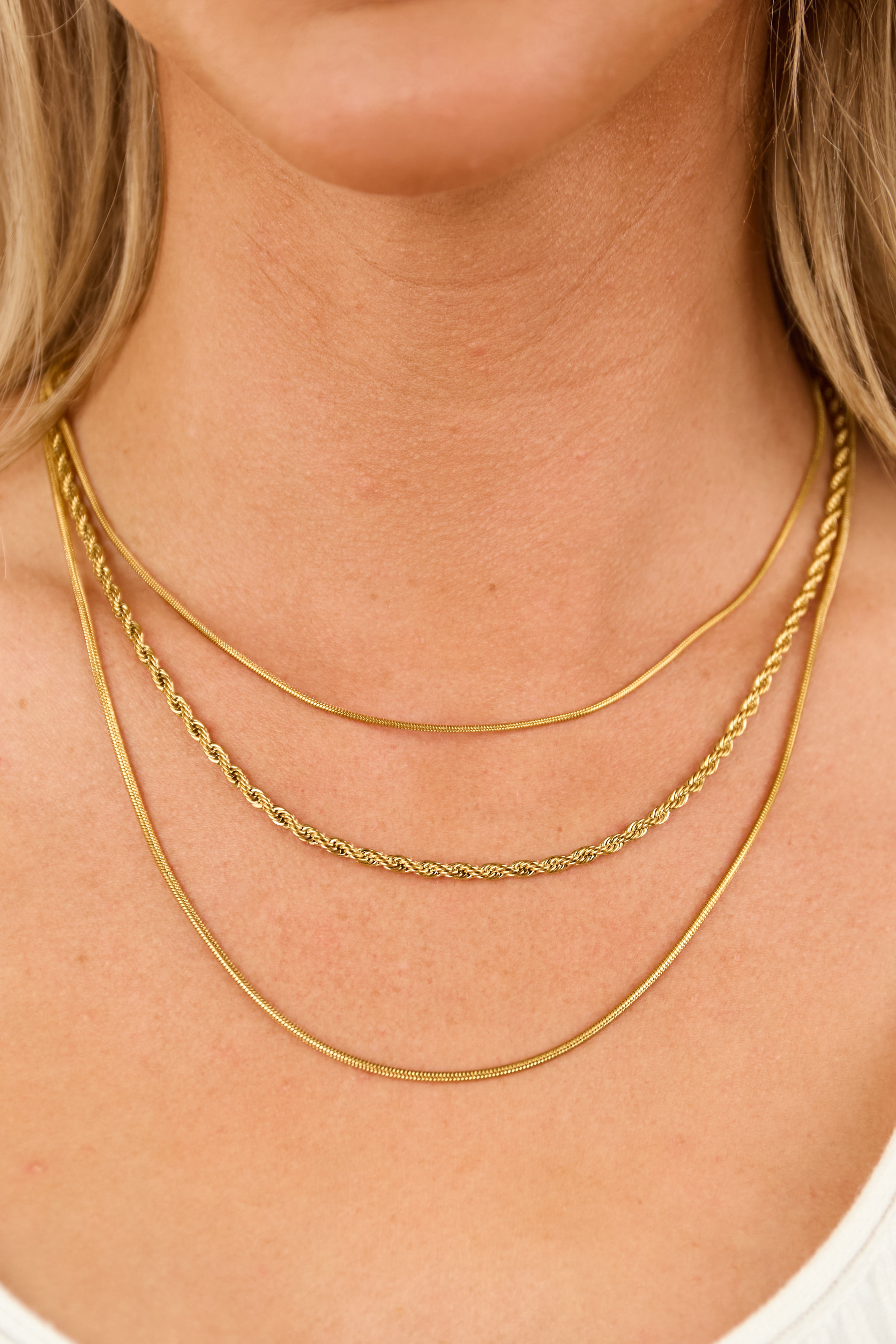 Gold Tiered Layered Chain Necklace
