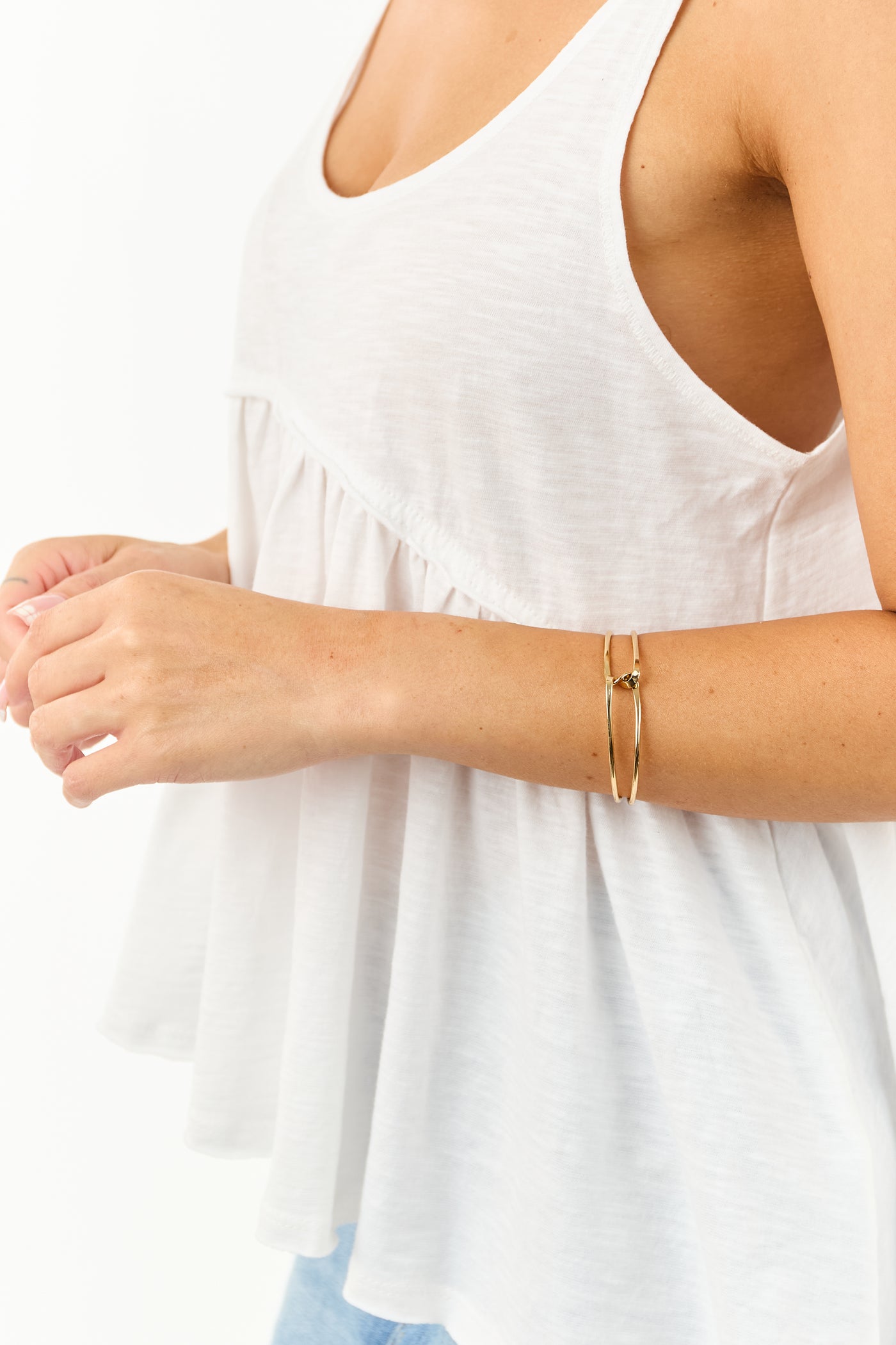 Gold Twisted Open Wire Cuff Bracelet