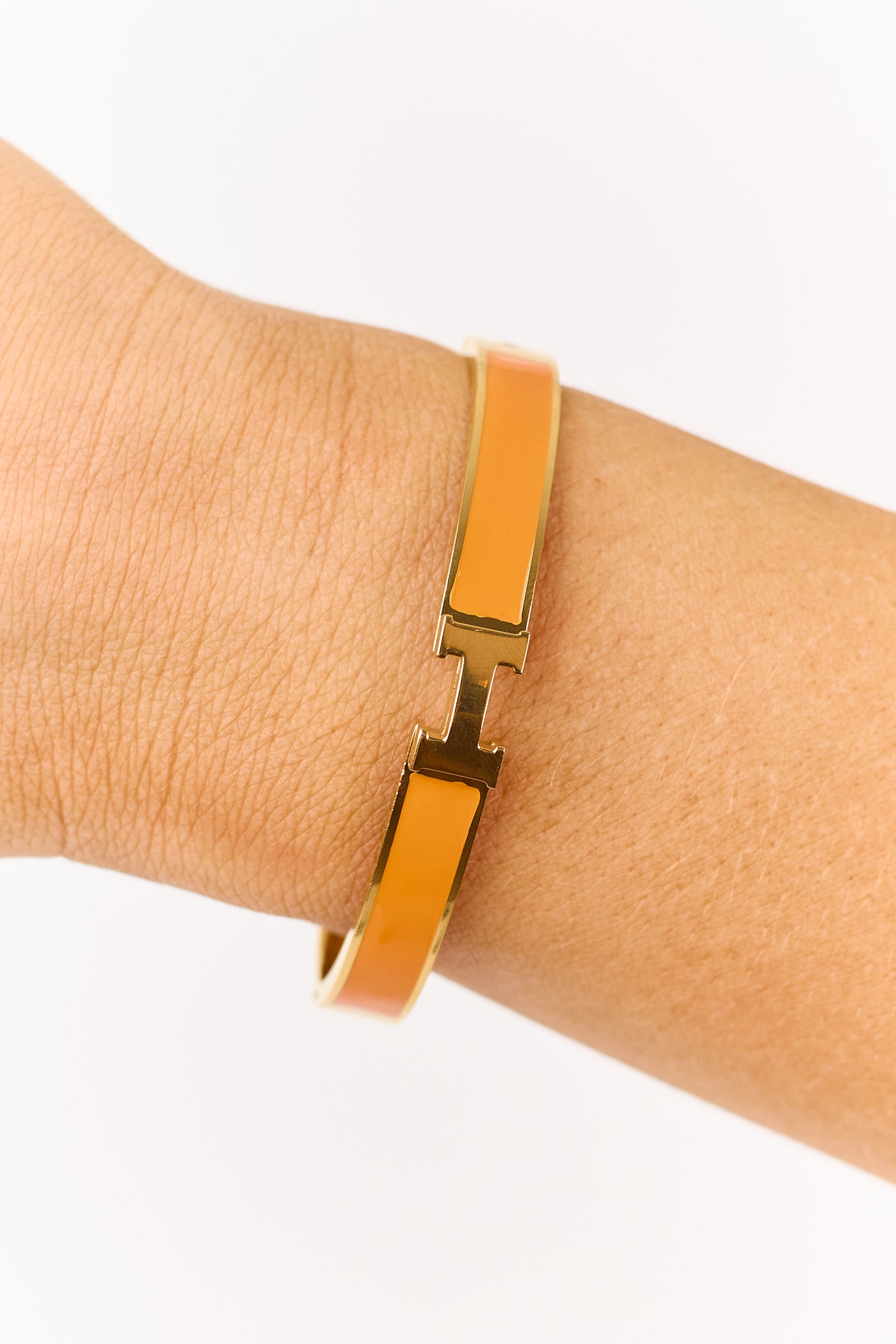 Gold and Sunset Enamel Hinged Bracelet