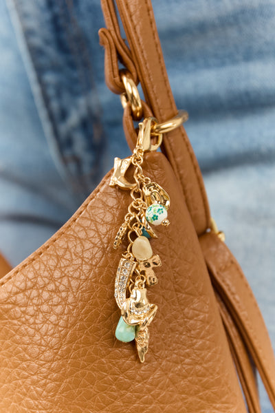 Gold and Turquoise Western Style Charm Keychain