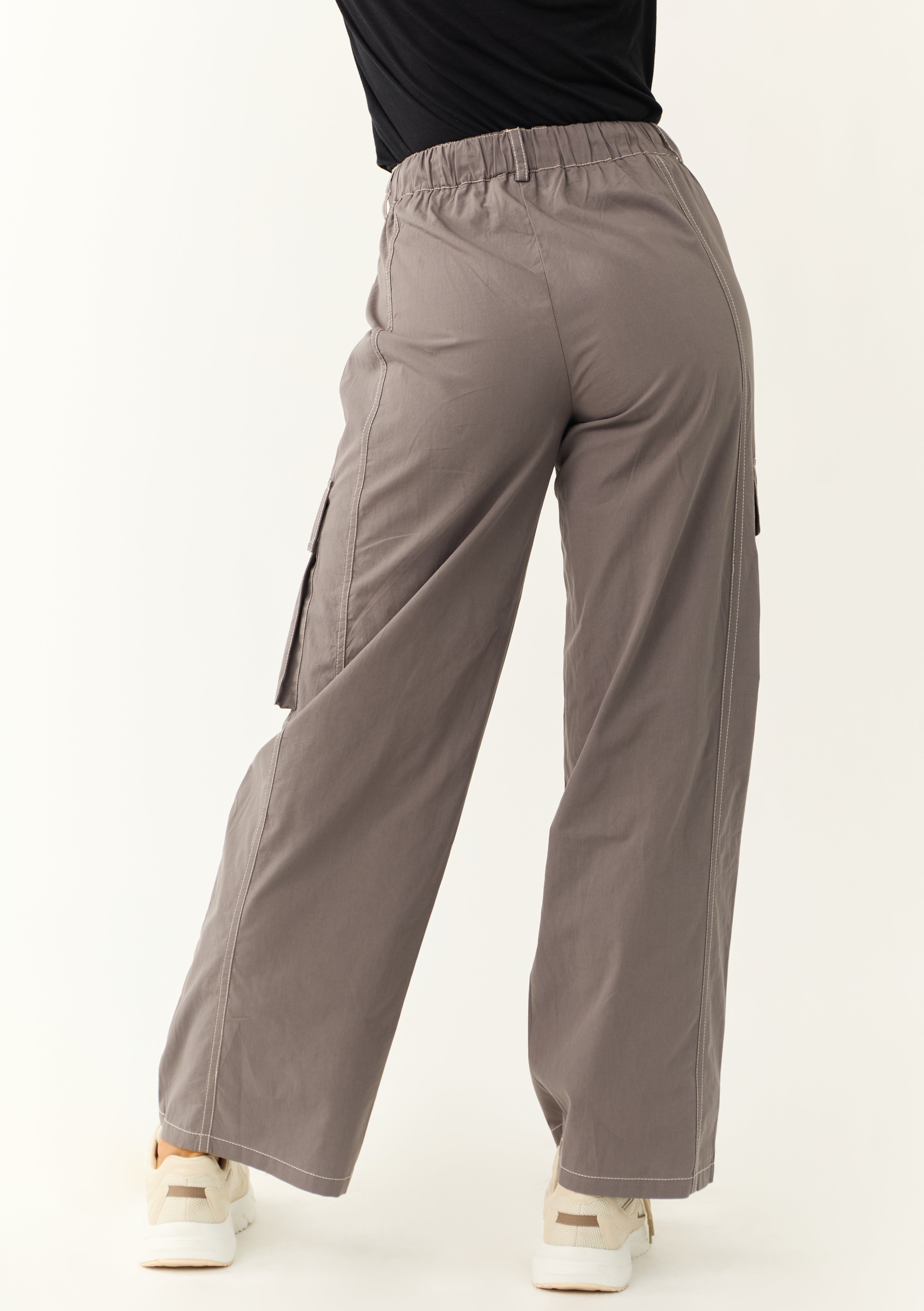 Graphite Exposed Seam Wide Leg Cargo Pants | Lime Lush Boutique Graphite Exposed Seam Wide Leg Cargo Pants | Lime Lush Boutique