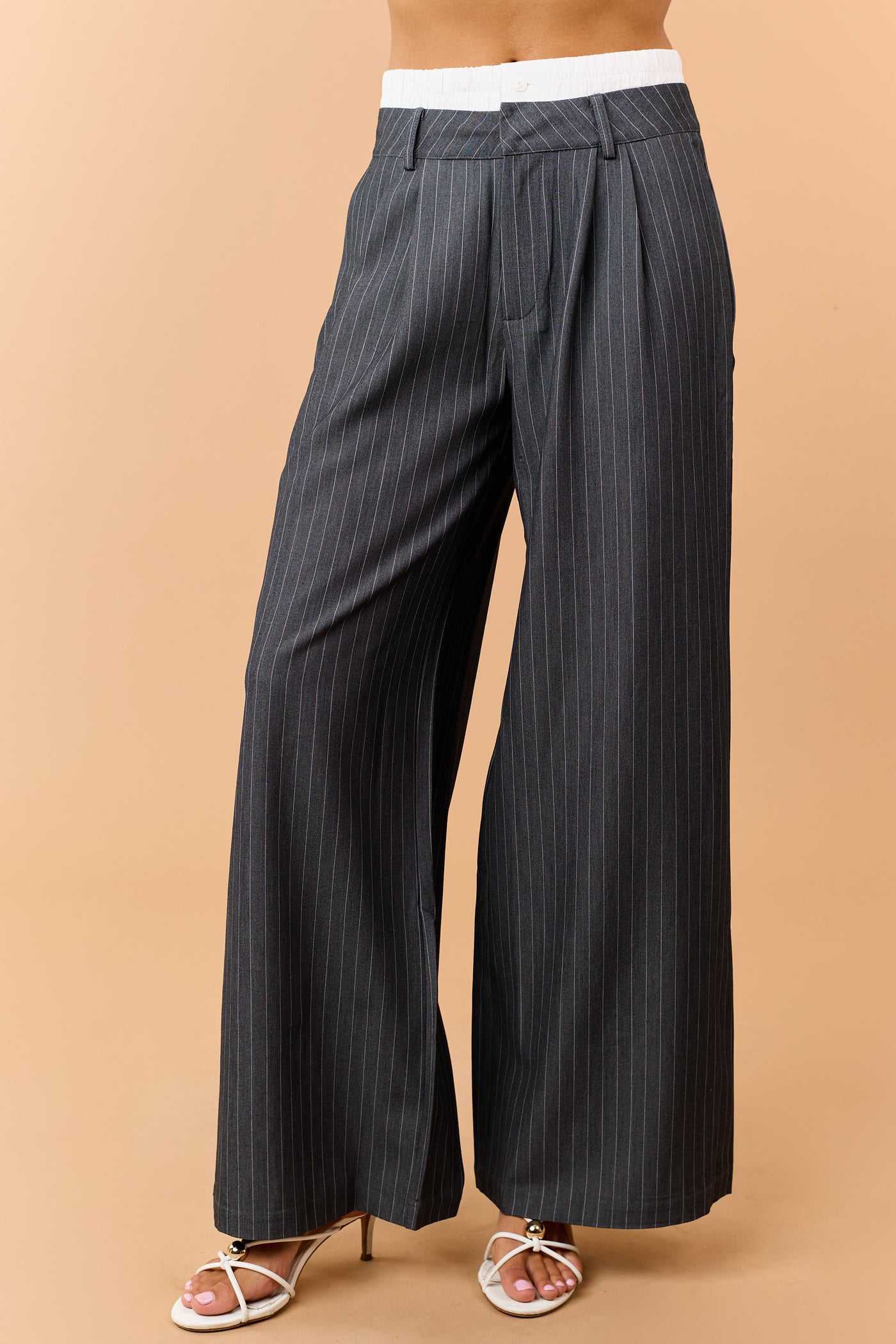 Graphite Pin Stripe Strapless Top and Pant Set
