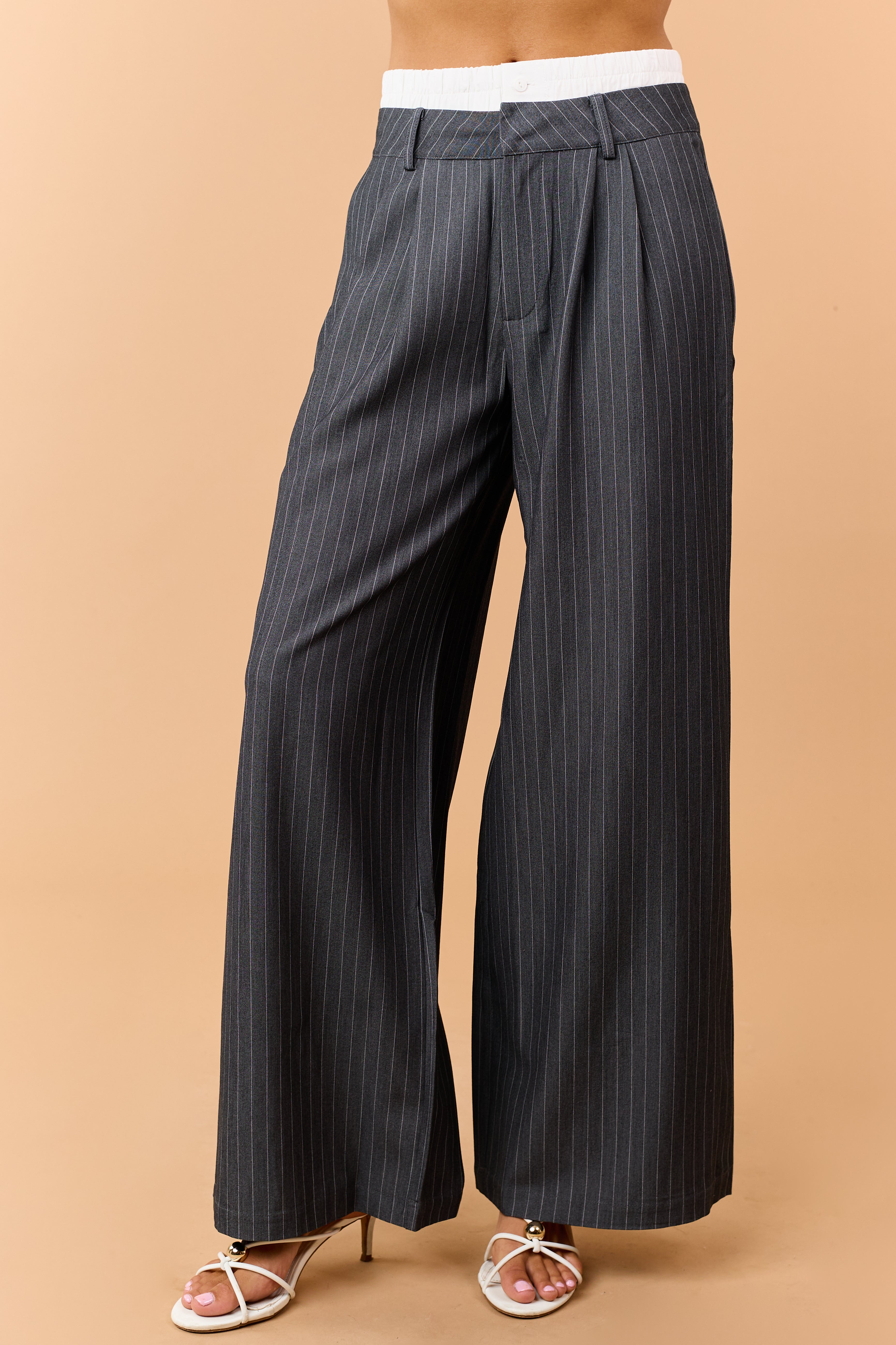 Graphite Pin Stripe Strapless Top and Pant Set