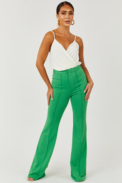 YYDGH Women Velvet Flare Pants High Waist Bell Bottom Long Pants Casual  Summer Solid Color Trousers Green Green - Walmart.com