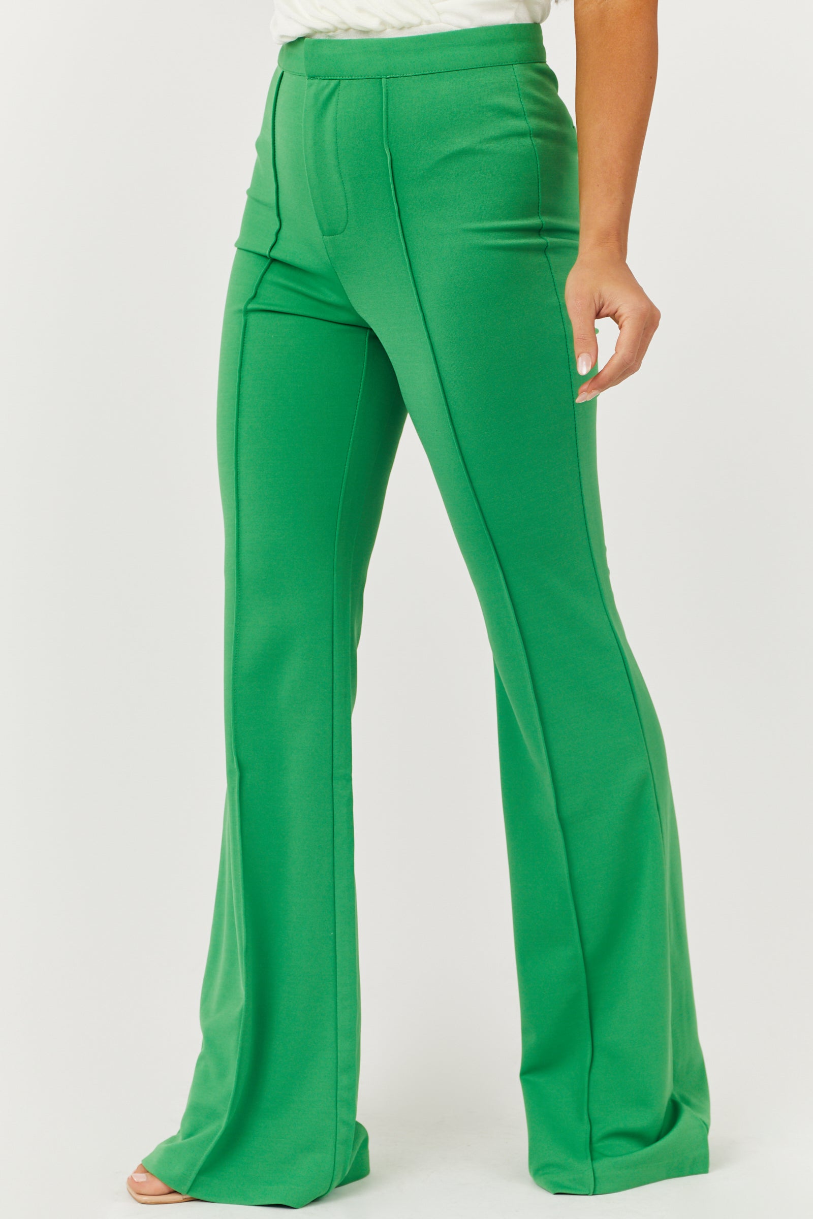 Kyo The Brand flare pants - part of s 3-piece set in light green pinstripe  | ASOS