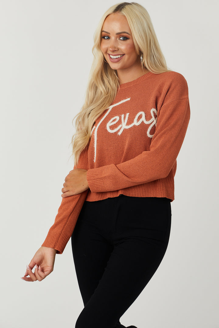 Hazy Pumpkin 'Texas' Tinsel Graphic Sweater