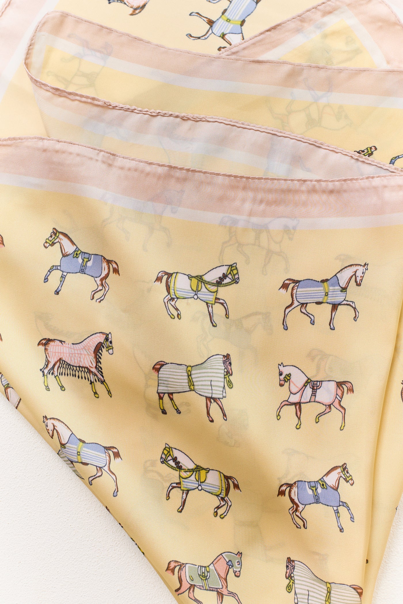 Hazy Honeysuckle Satin Horse Pattern Bandana Scarf