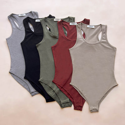 Hazy Olive Racerback Solid Cotton Bodysuit