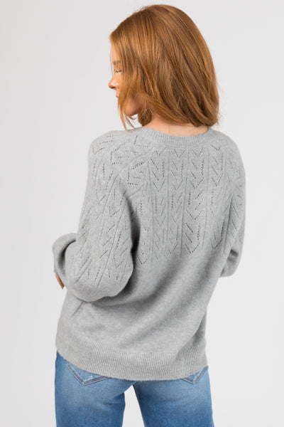 Heather Grey Button Down Lightweight Knit Cardigan