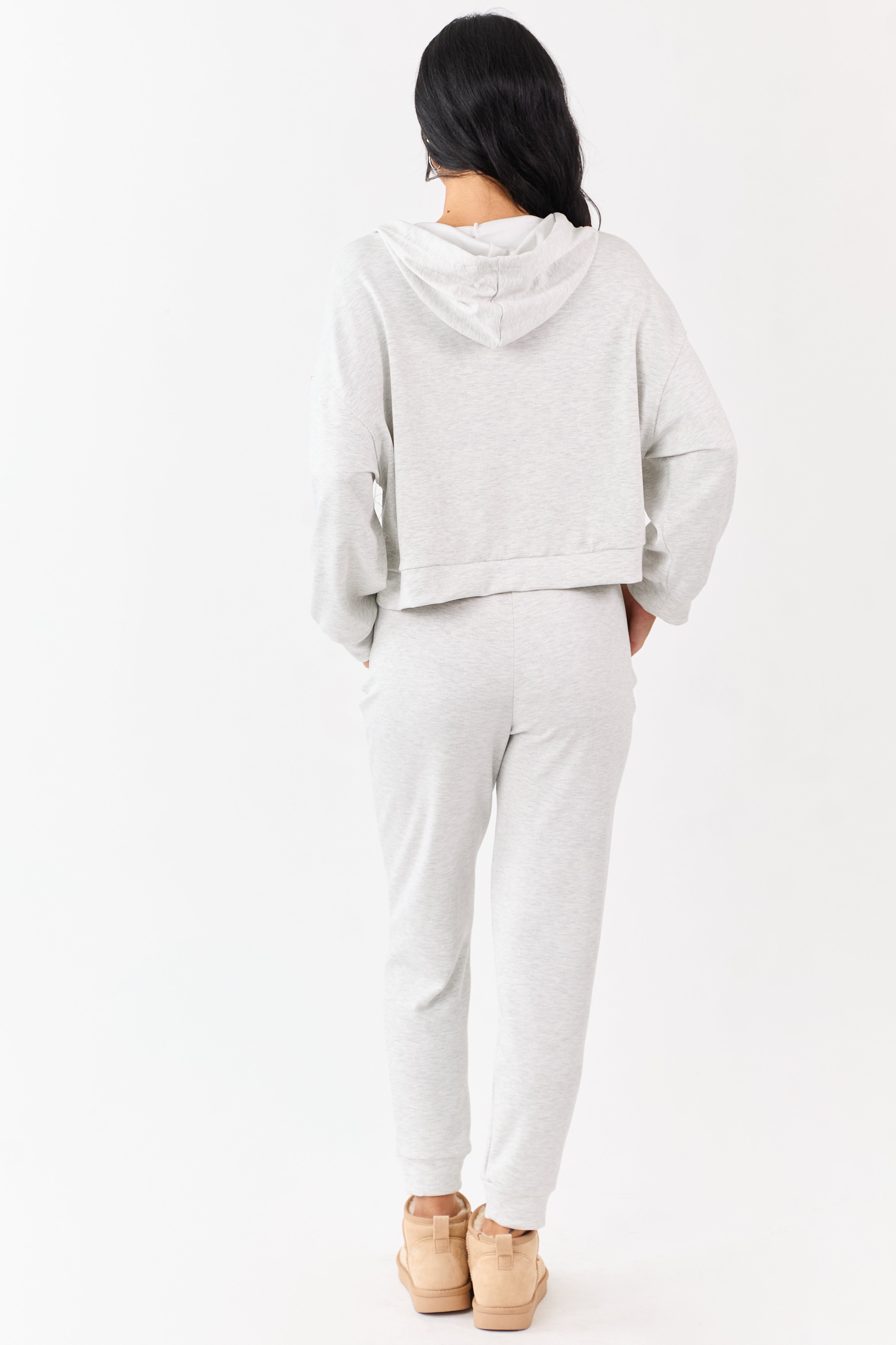 Heather Grey Buttoned Hoodie and Sweatpants Set