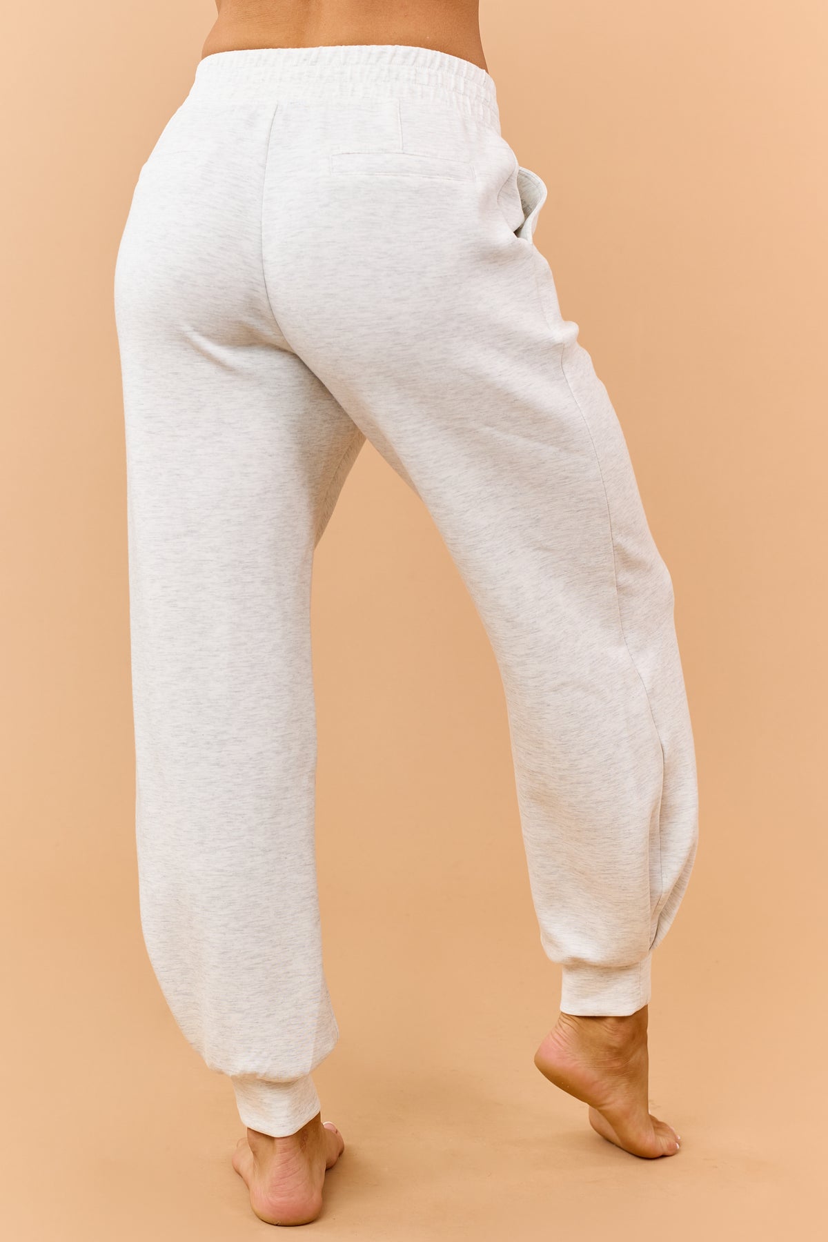 Heather Grey Elastic Waistband Soft Knit Joggers