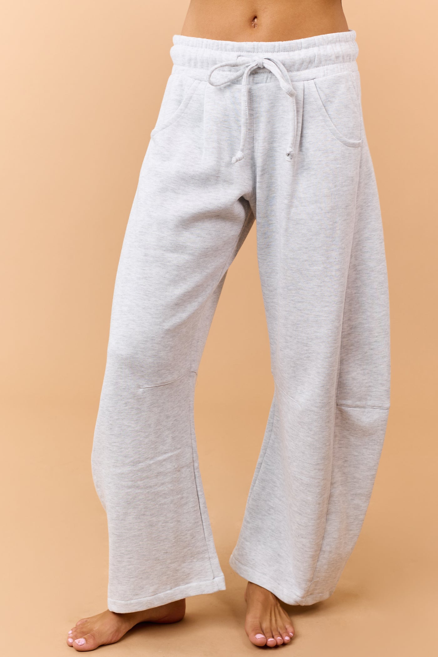 Heather Grey Fleece Baggy Barrel Sweatpants