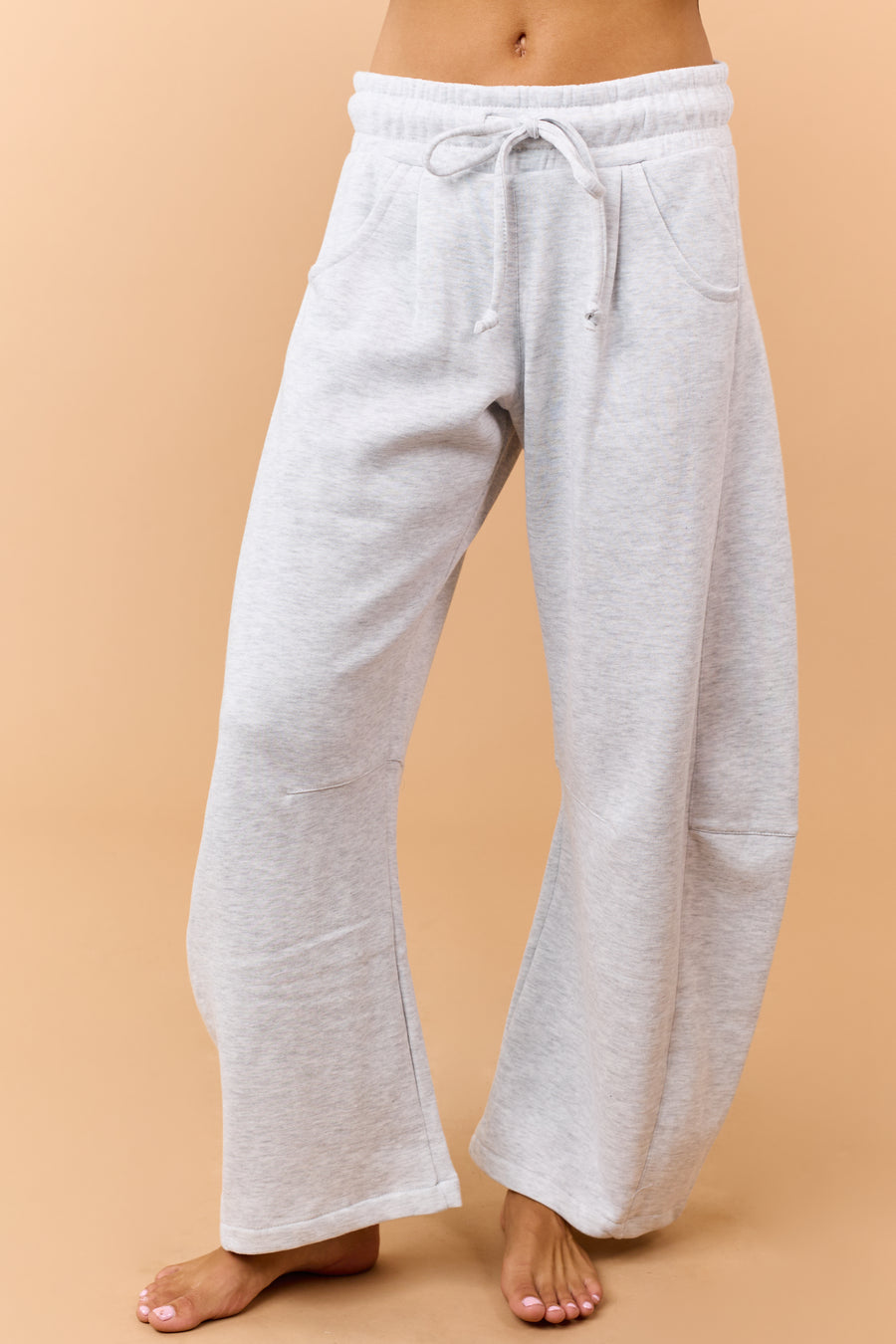 Heather Grey Fleece Baggy Barrel Sweatpants