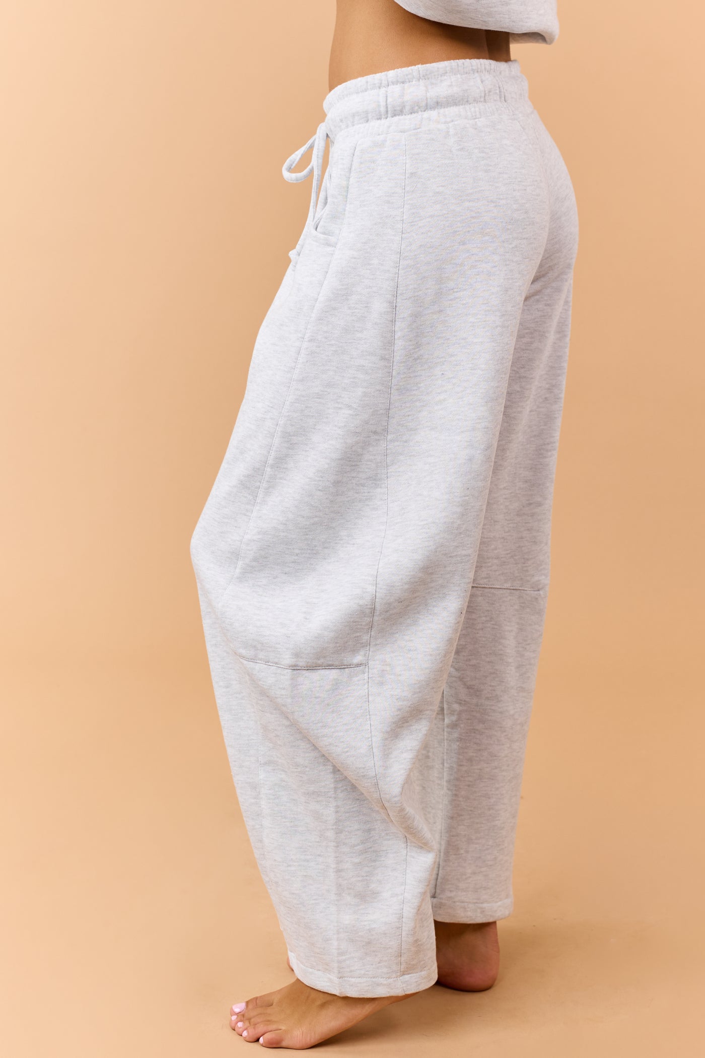 Heather Grey Fleece Baggy Barrel Sweatpants