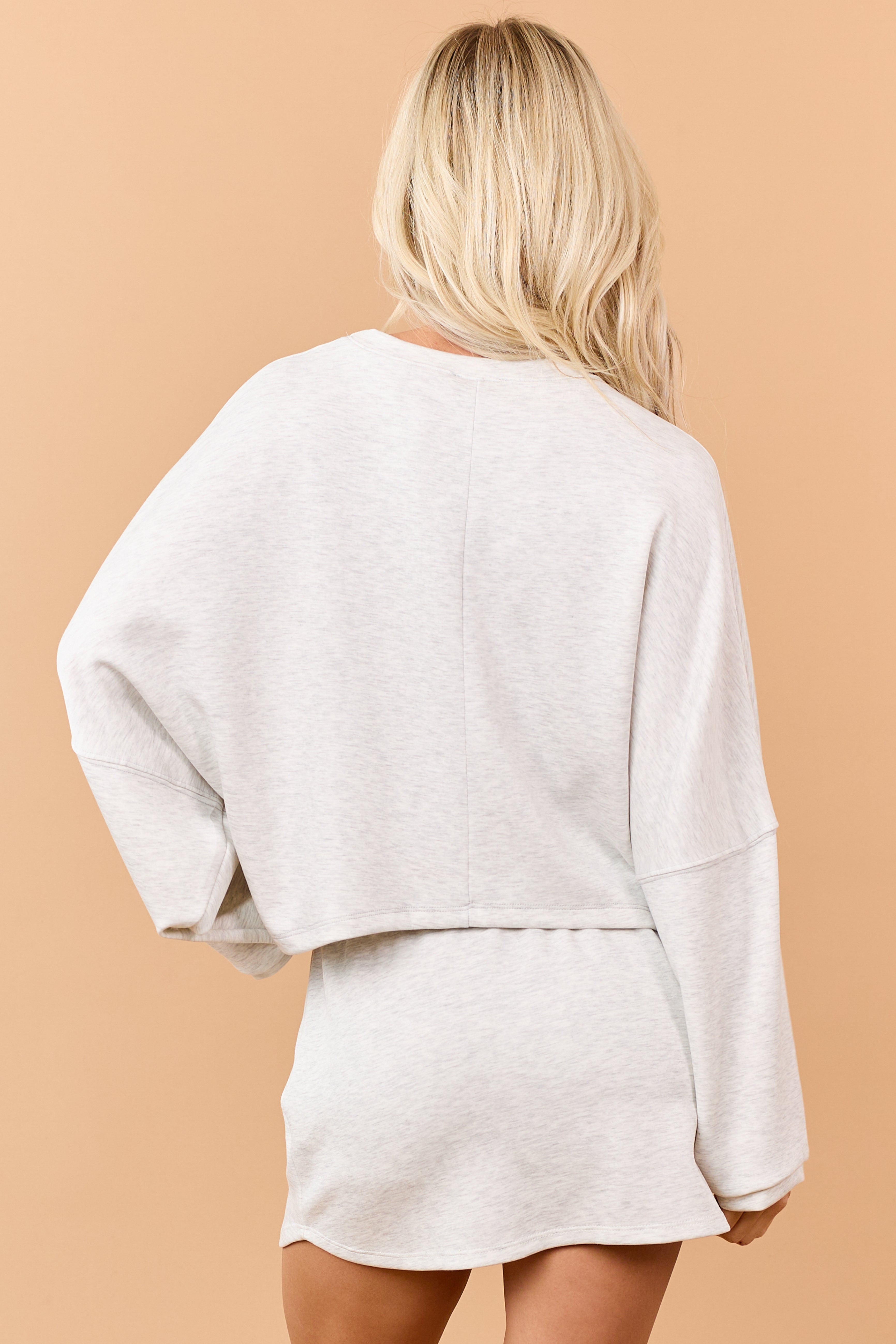 Heather Grey Long Sleeve Soft Knit Crop Top