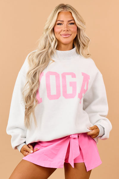 Heather Grey 'Pilates' & 'Yoga' Reversible Sweatshirt