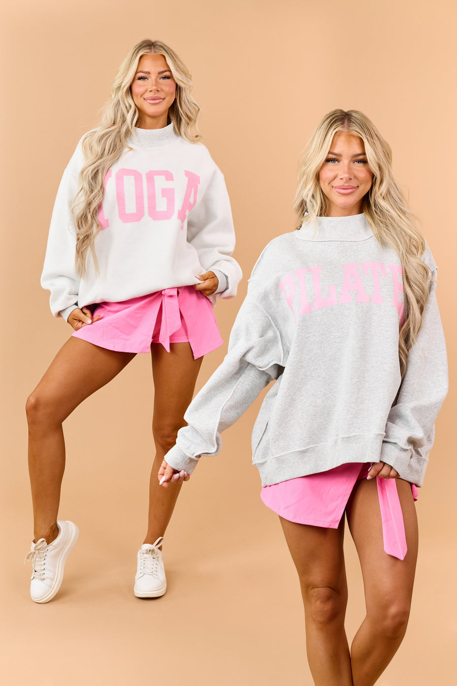 Heather Grey 'Pilates' & 'Yoga' Reversible Sweatshirt