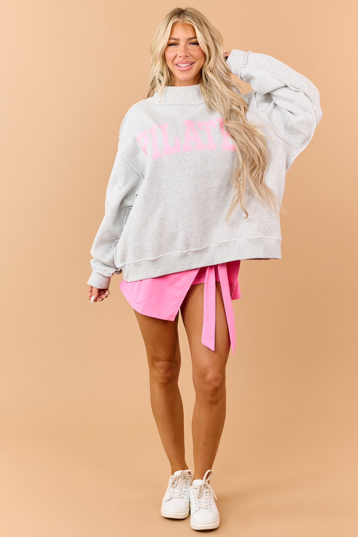Heather Grey 'Pilates' & 'Yoga' Reversible Sweatshirt