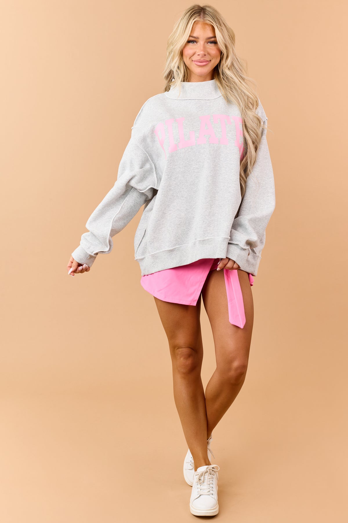 Heather Grey 'Pilates' & 'Yoga' Reversible Sweatshirt