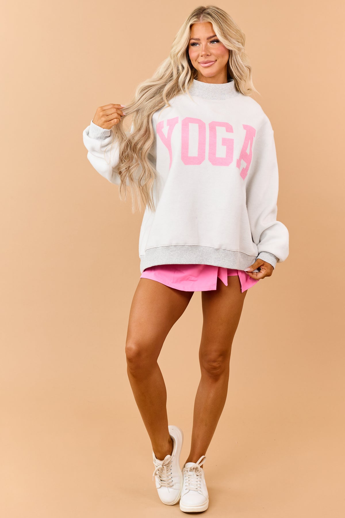 Heather Grey 'Pilates' & 'Yoga' Reversible Sweatshirt
