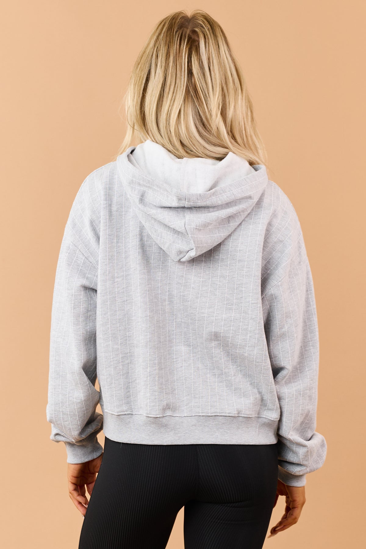 Heather Grey Pinstripe French Terry Hoodie