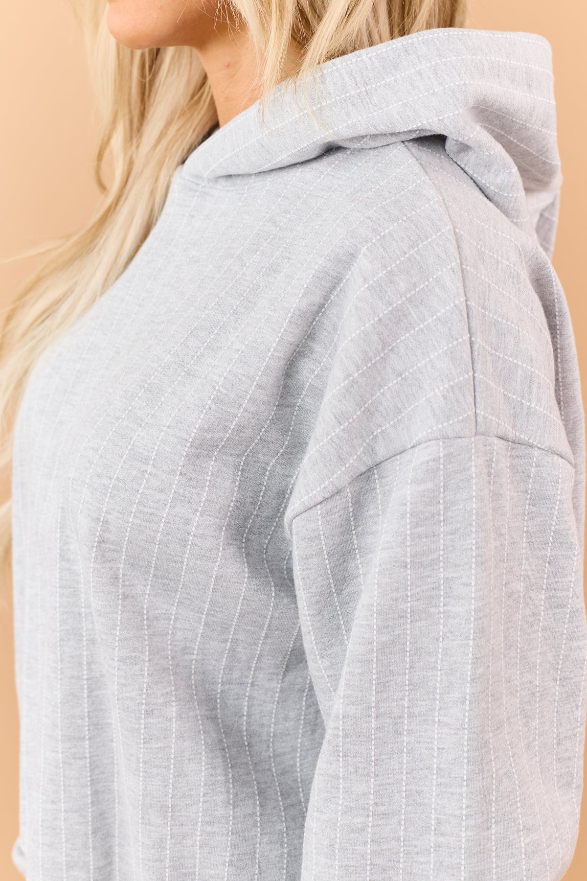 Heather Grey Pinstripe French Terry Hoodie