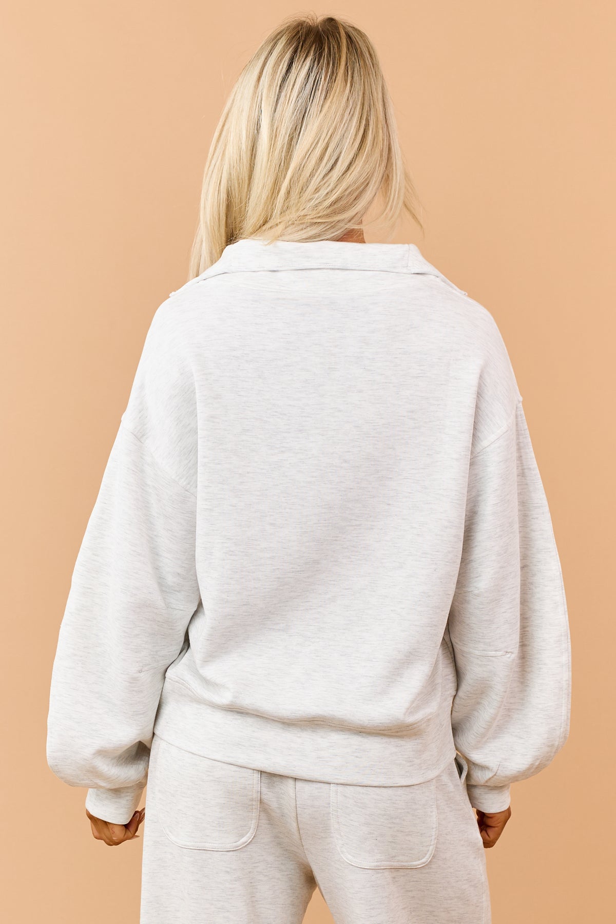 Heather Grey Quarter Zip Modal Scuba Knit Sweatshirt