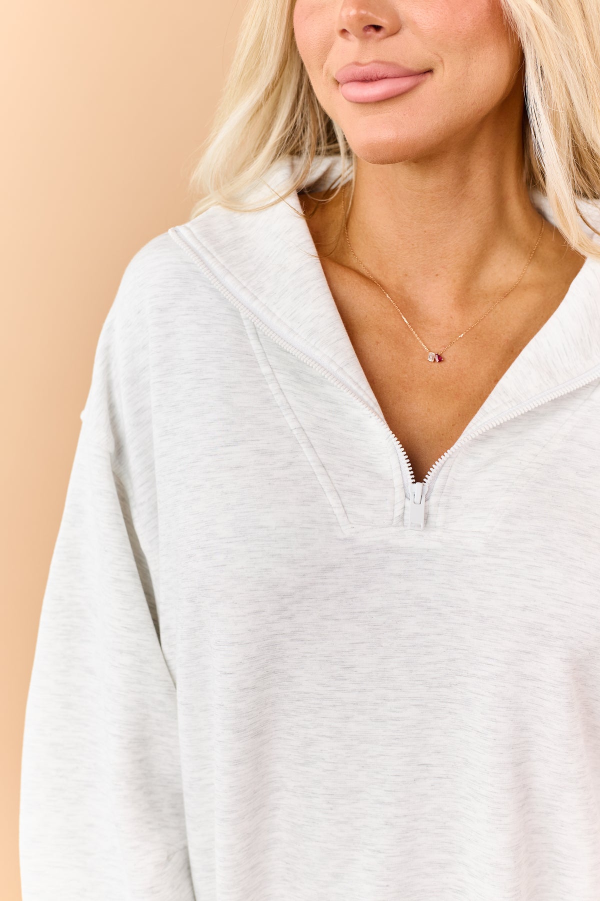 Heather Grey Quarter Zip Modal Scuba Knit Sweatshirt