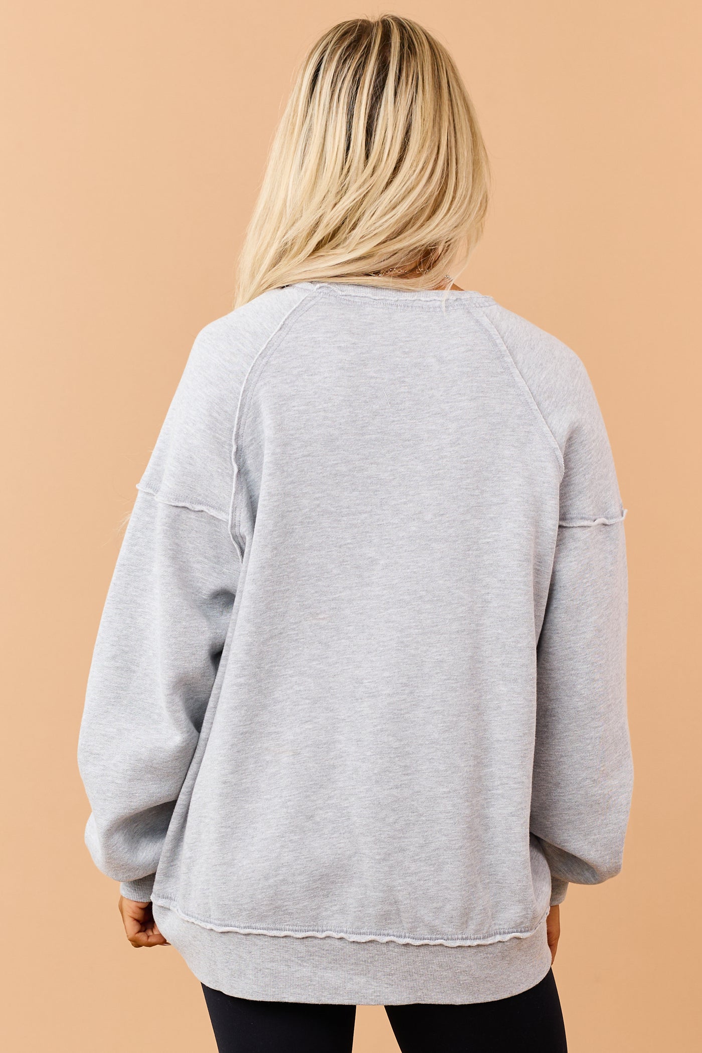 Heather Grey Raw Seam High Low Hem Sweatshirt