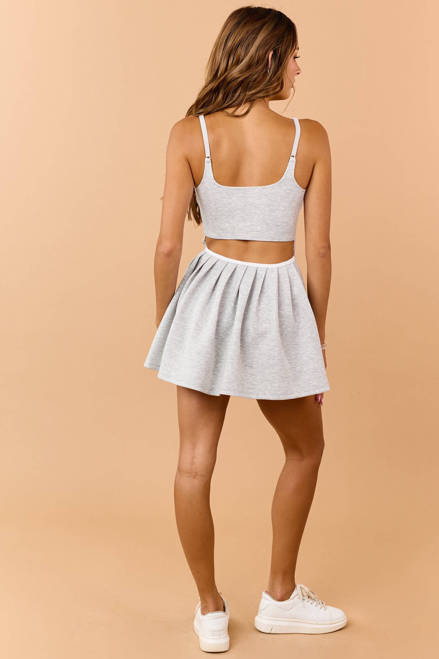 Heather Grey Scuba Knit Mini Dress Style Romper