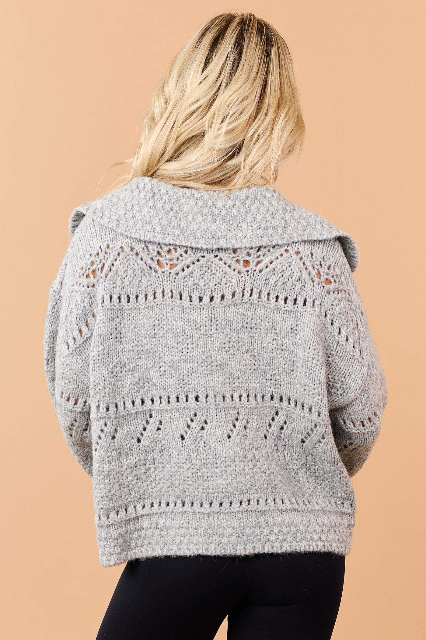 Heather Grey Wool Blend Knit Button Down Cardigan