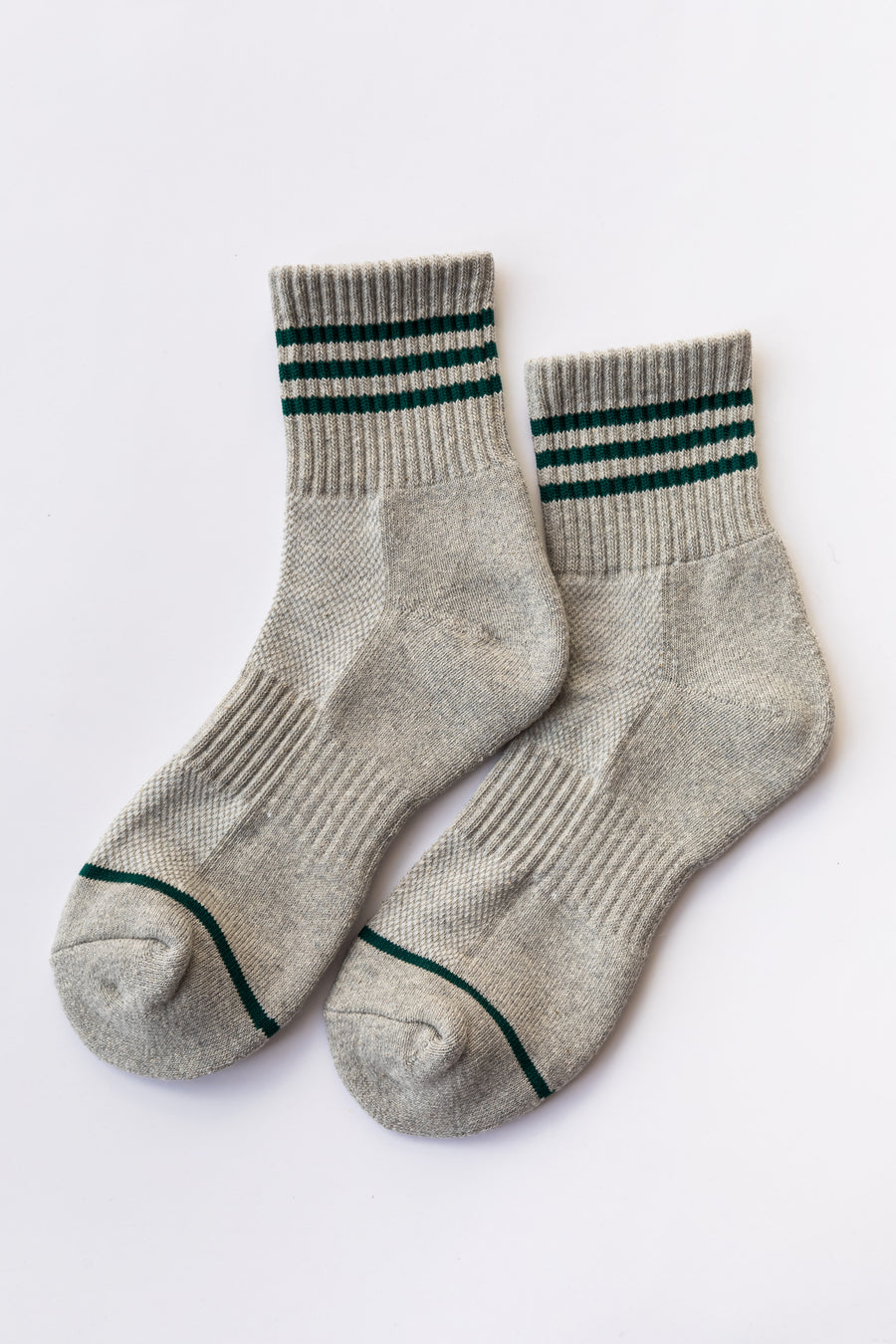 Heather Grey Striped Ribbed Athletic Socks