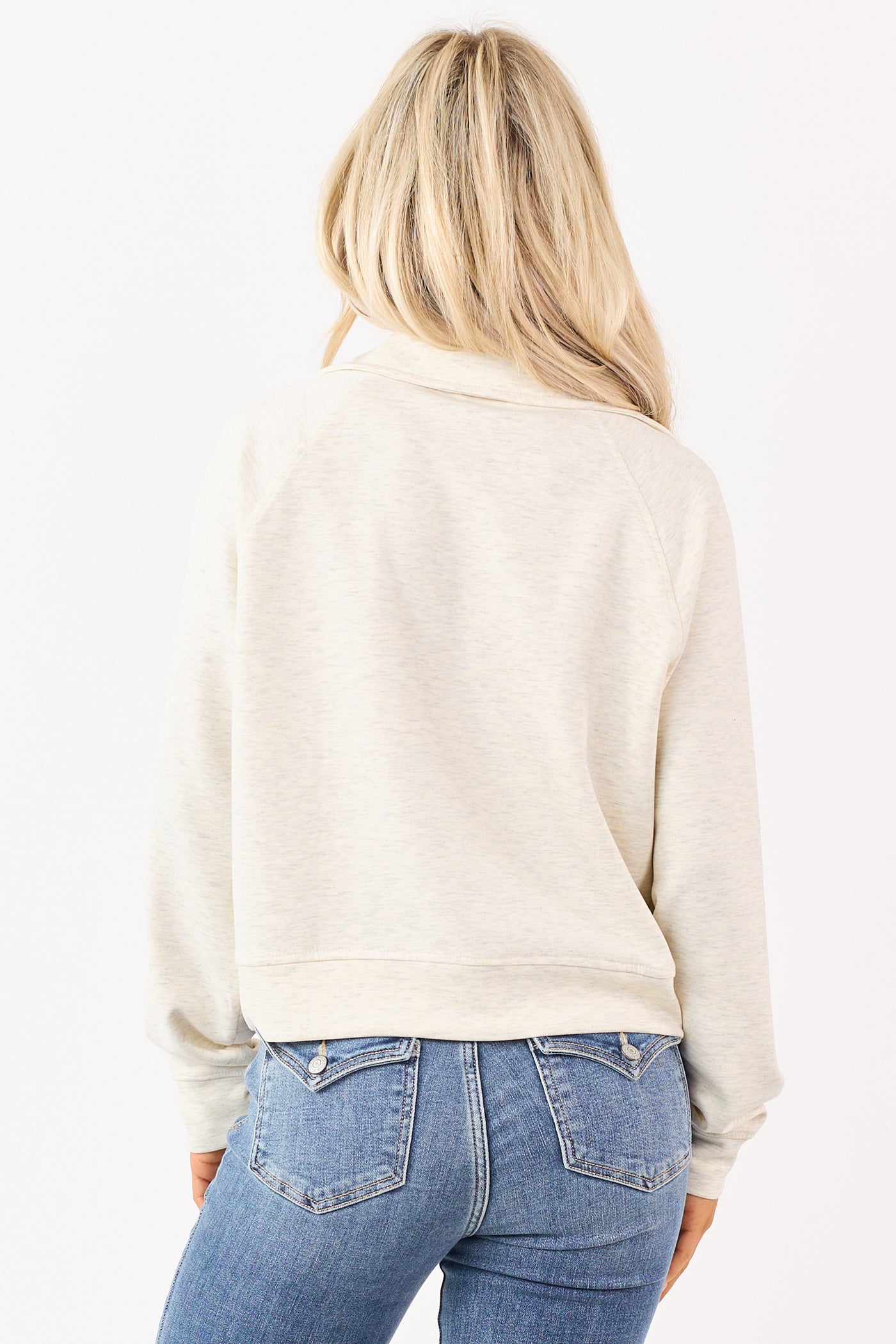 Heathered Cream Scuba Knit Pullover Sweatshirt