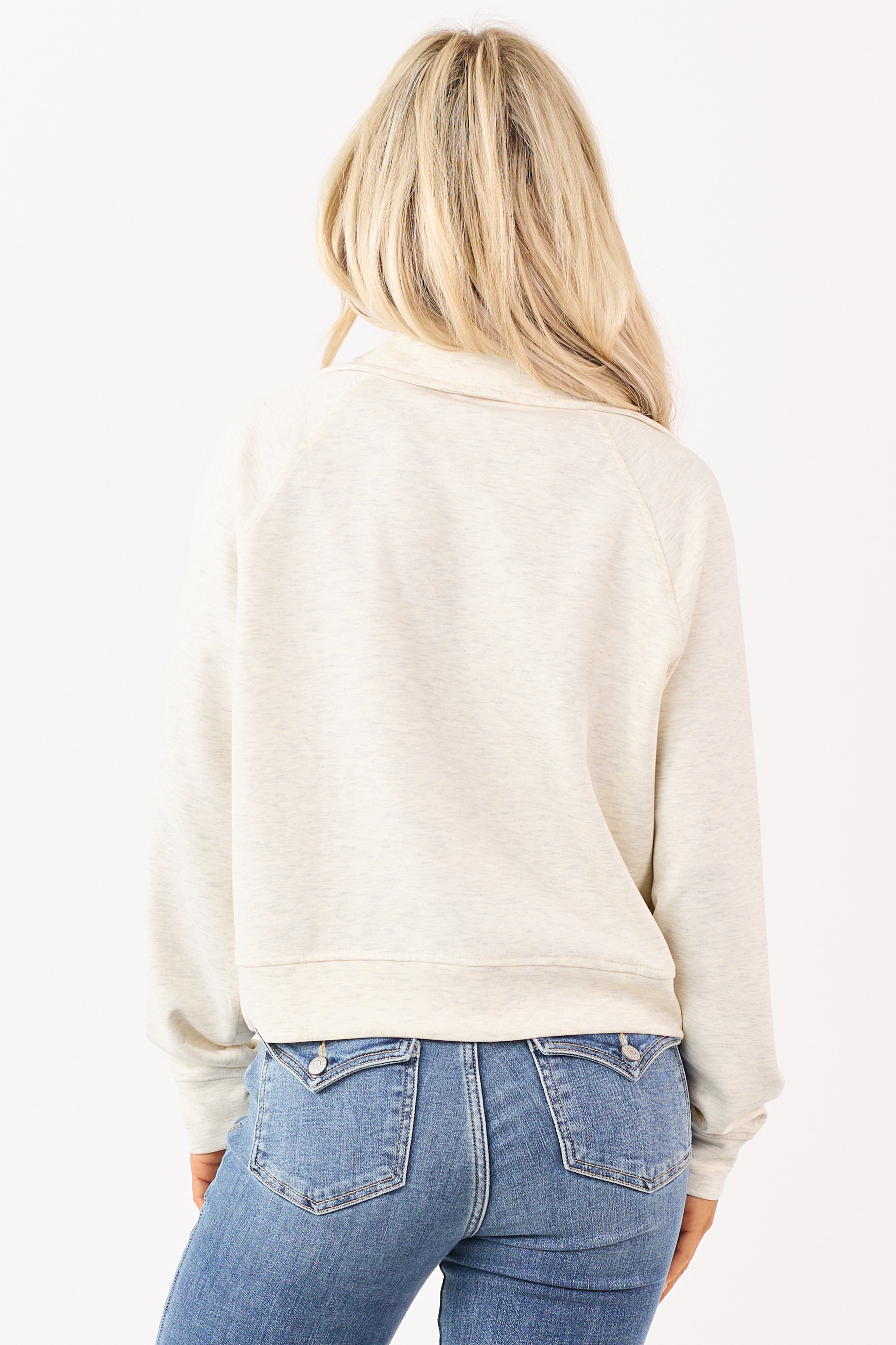 Heathered Cream Scuba Knit Pullover Sweatshirt