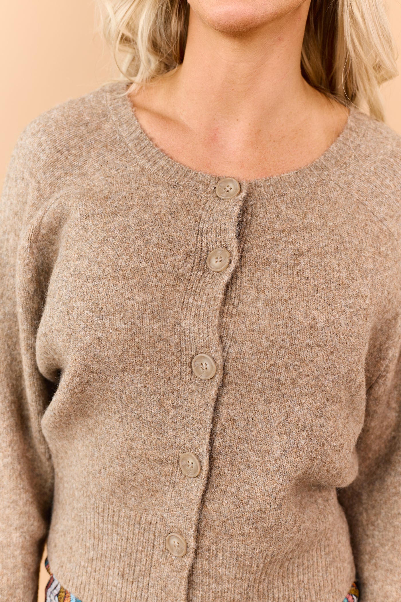 Heathered Latte Wool Blend Sweater Cardigan