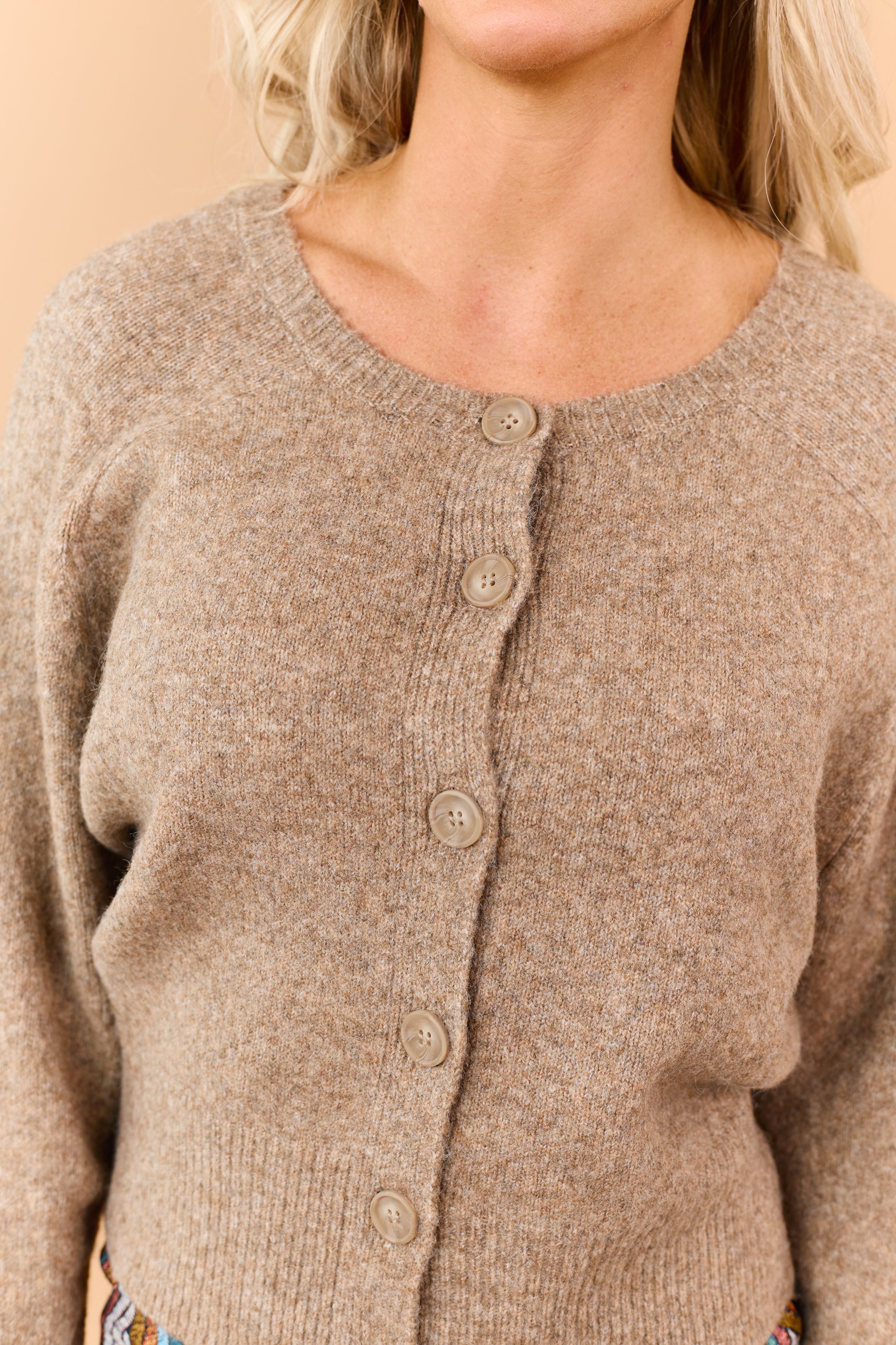 Heathered Latte Wool Blend Sweater Cardigan