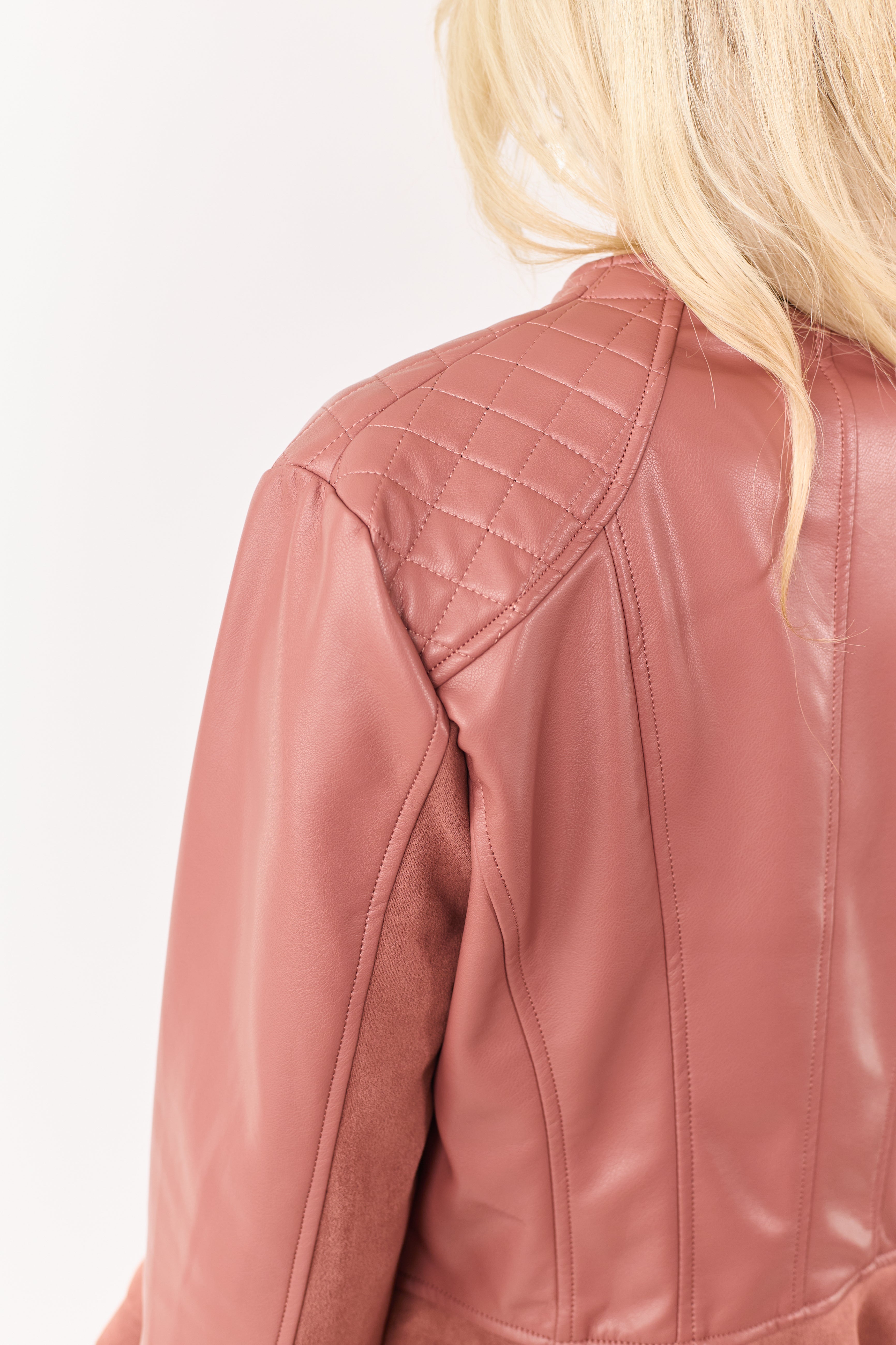 Hibiscus Faux Leather Zip Up Ruffle Jacket