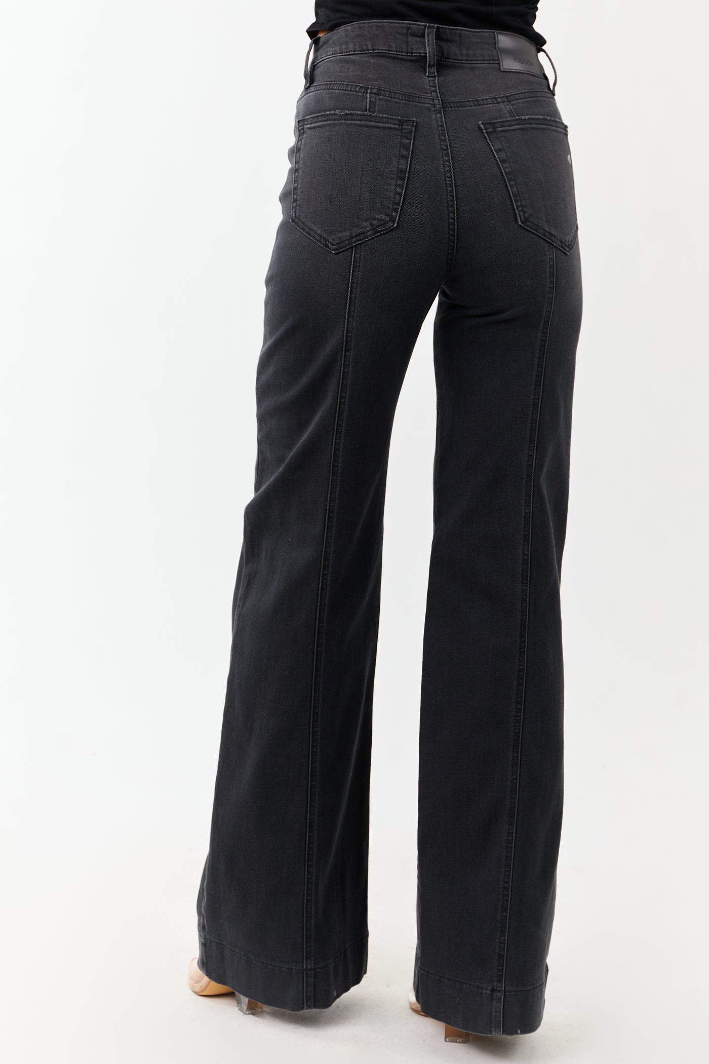 Hidden Charcoal Wide Leg High Rise Stretchy Jeans