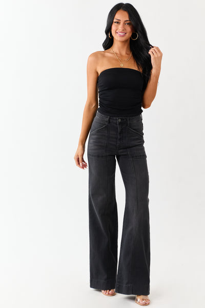 Hidden Charcoal Wide Leg High Rise Stretchy Jeans
