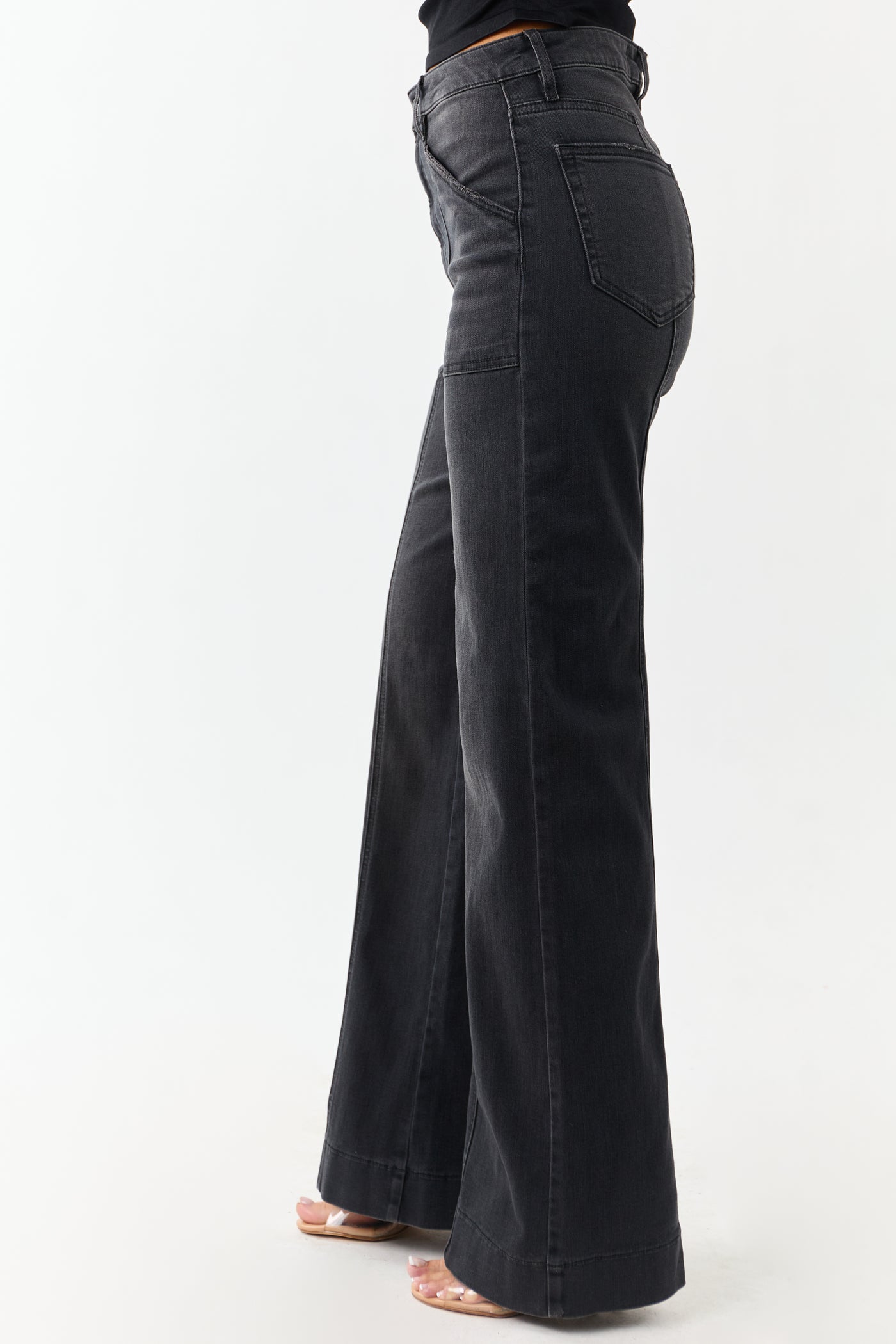 Hidden Charcoal Wide Leg High Rise Stretchy Jeans