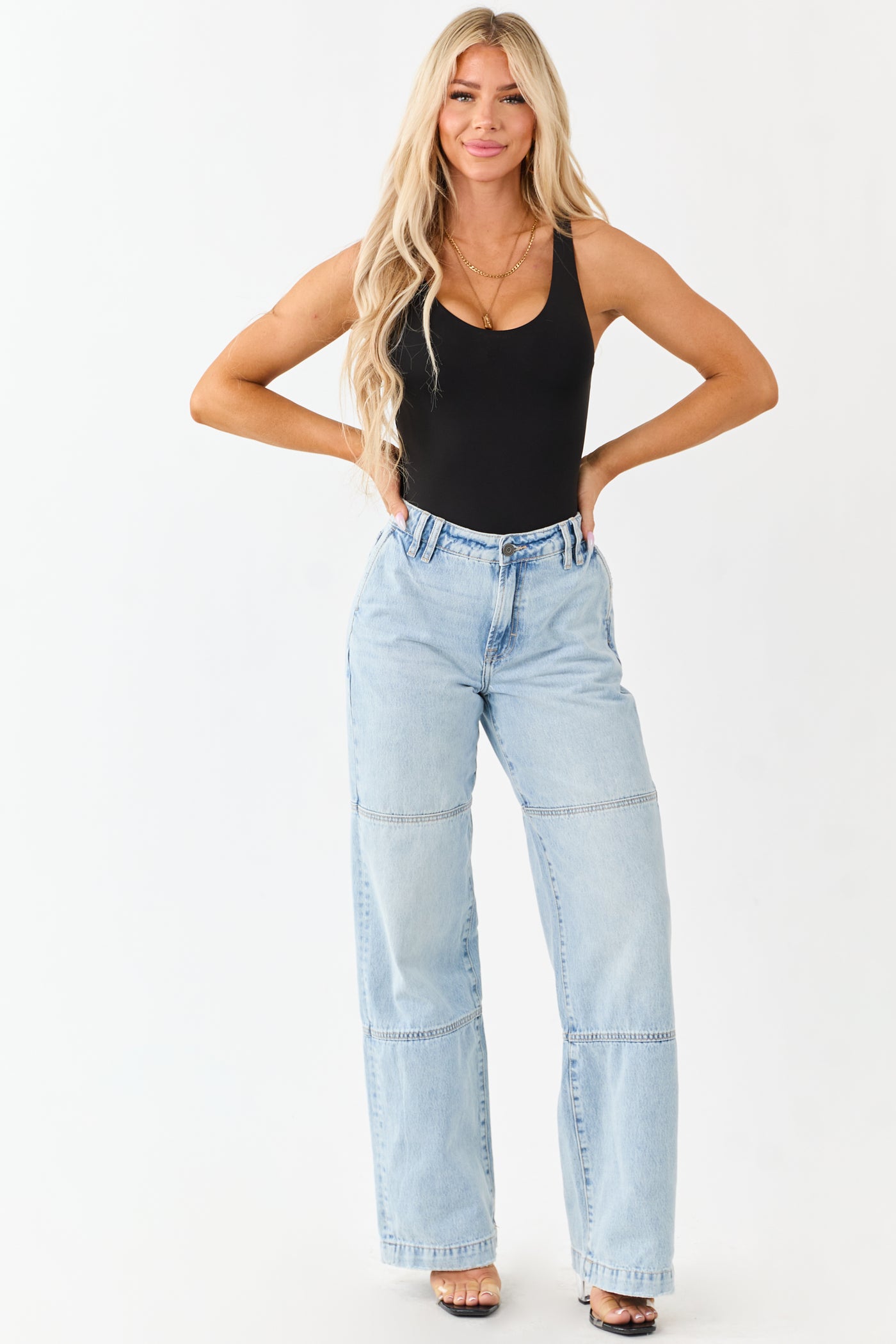 Hidden Light Wash High Rise Relaxed Straight Jeans