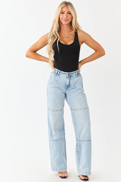 Hidden Light Wash High Rise Relaxed Straight Jeans