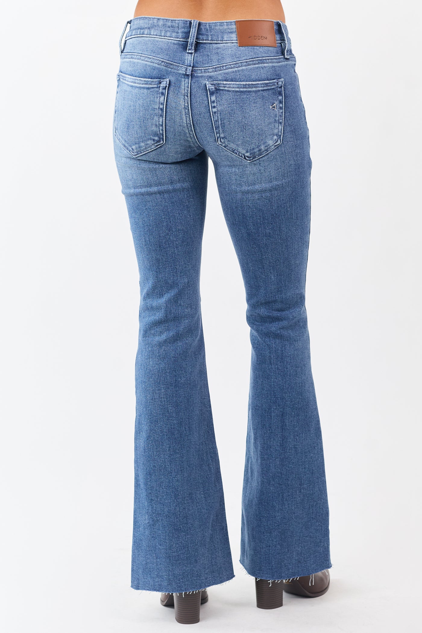 Hidden Medium Wash Seam Detail Stretchy Flare Jeans