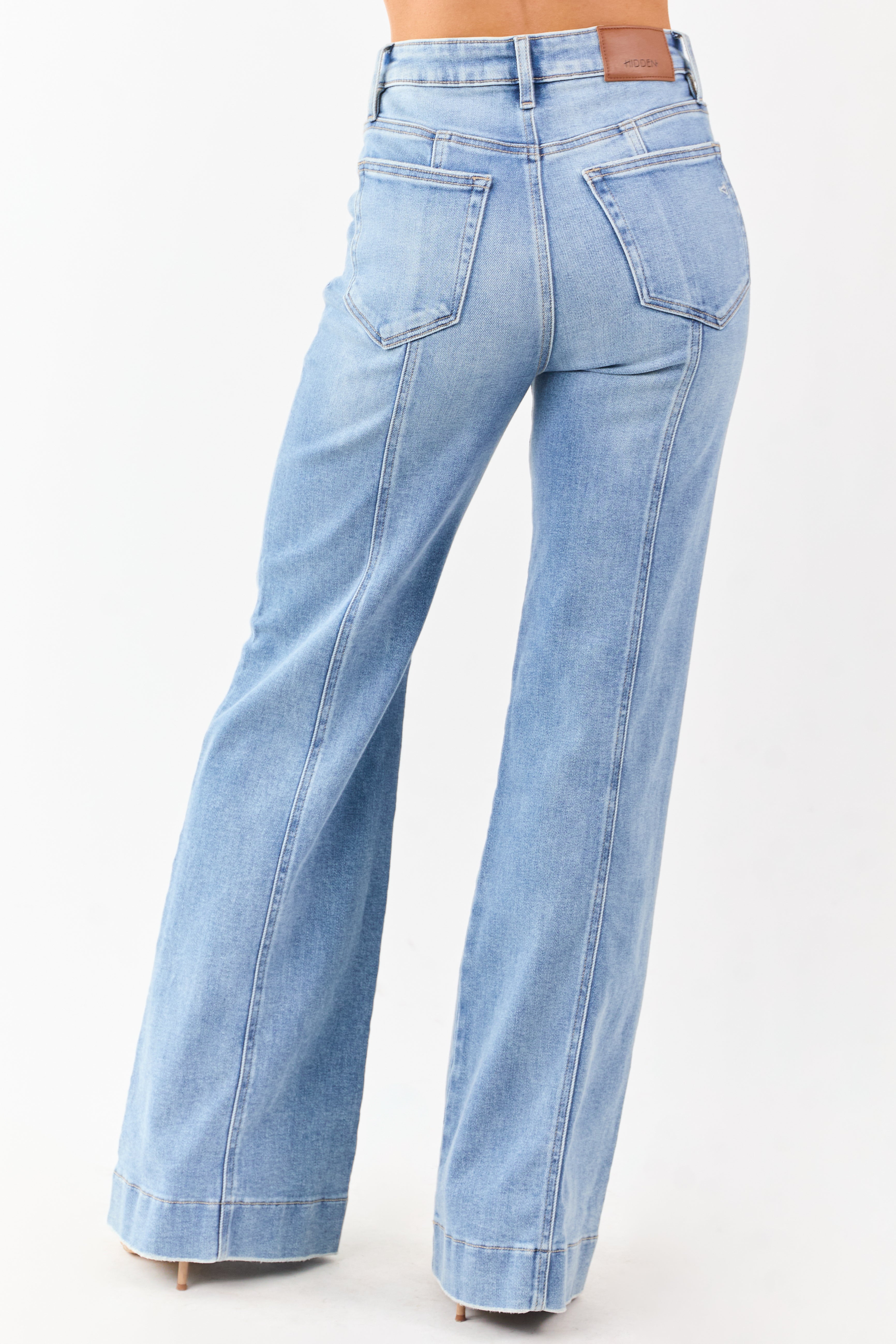 Hidden Medium Wash Stretchy Relaxed Flare Jeans