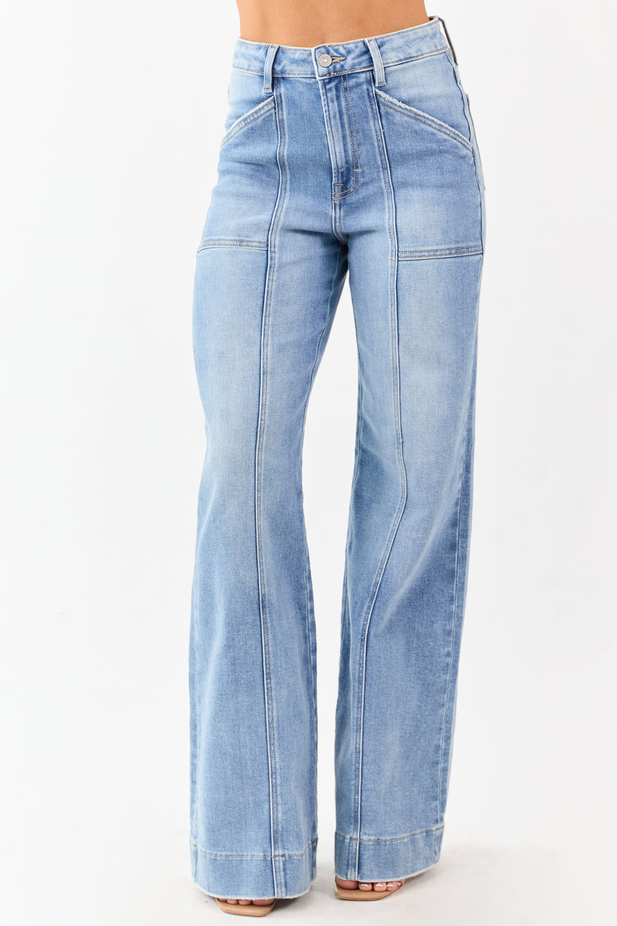 Hidden Medium Wash Stretchy Relaxed Flare Jeans