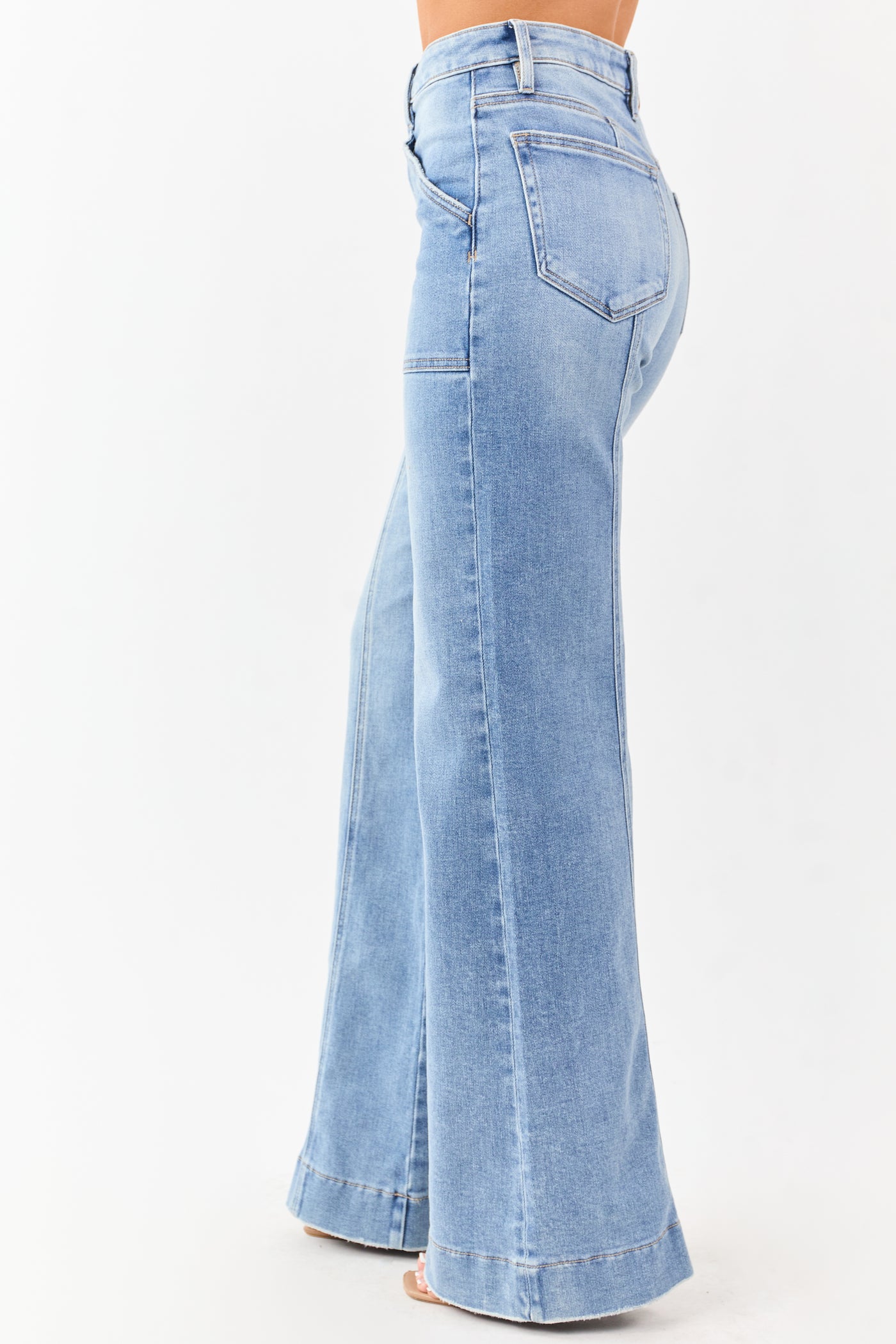 Hidden Medium Wash Stretchy Relaxed Flare Jeans
