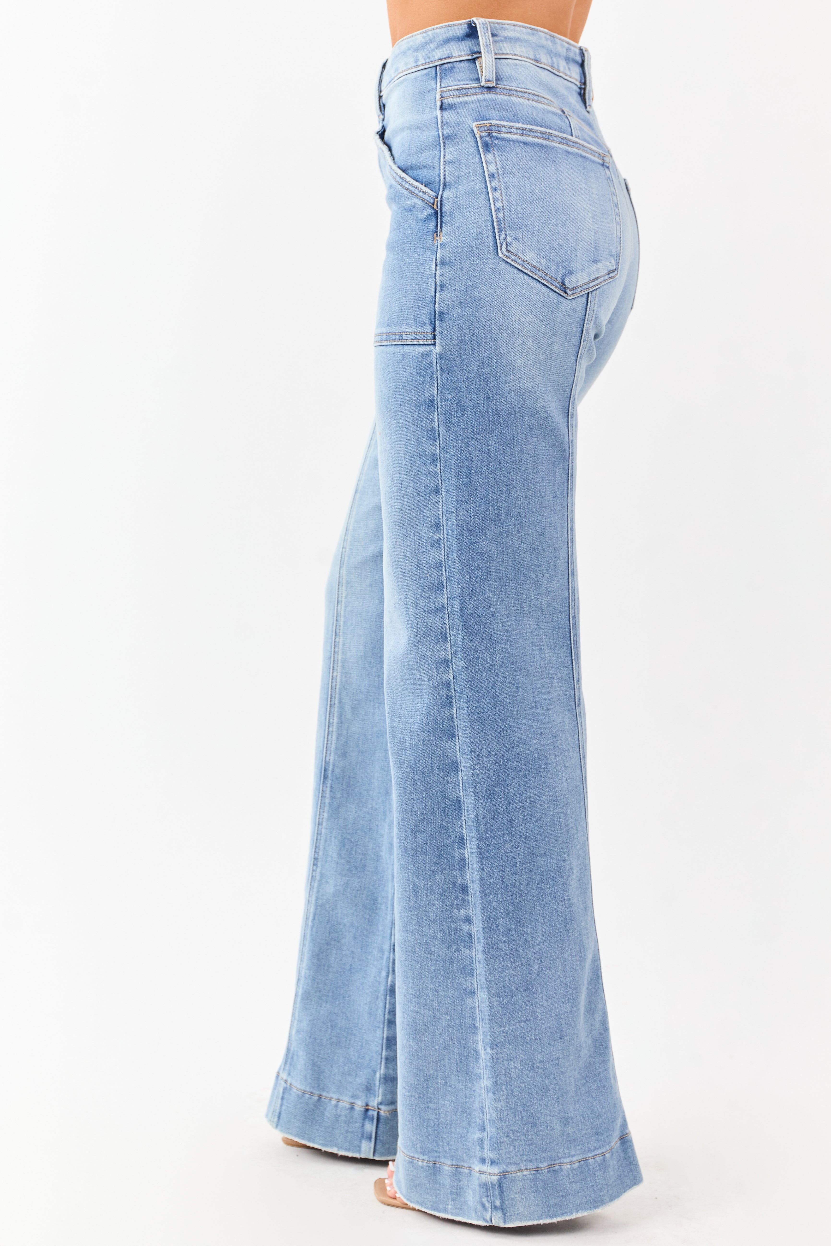 Hidden Medium Wash Stretchy Relaxed Flare Jeans